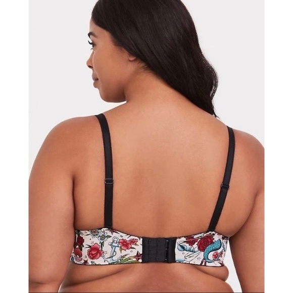 TORRID Curve Mermaid Tattoo Print Push Up Bra‎ Underwire Pin-Up Girl Retro 40DDD - Picture 12 of 13